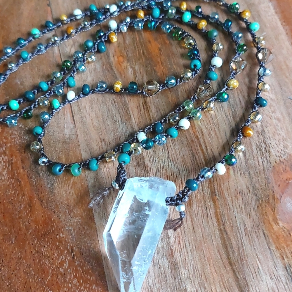 Hand Crafted Quartz Necklace, Artisan by Rust Belt Raised, Quartz Crystals